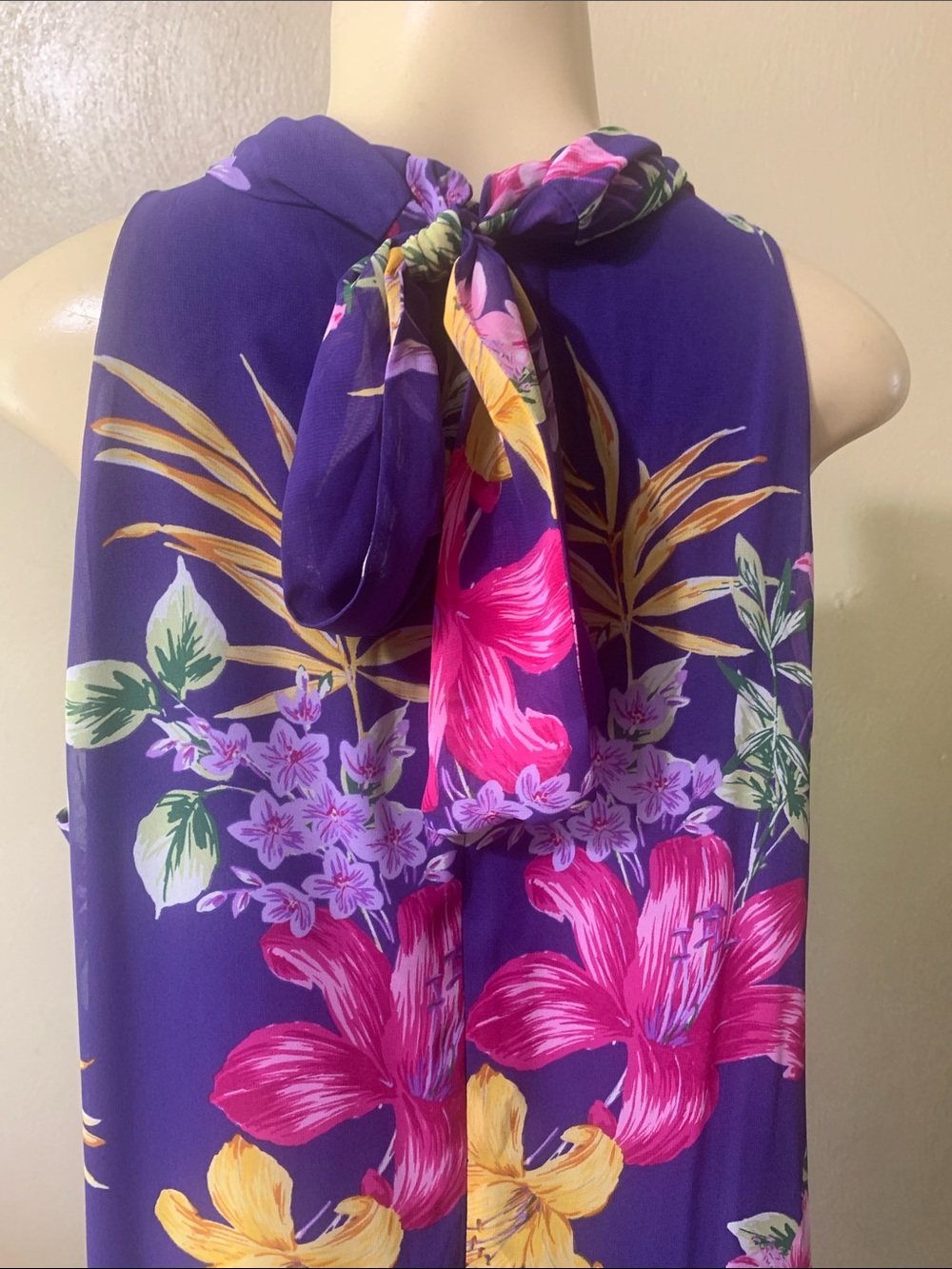 Eva Mendes XL New York & Company Purple Floral Dress Pink Accents NWT - Picture 4 of 6